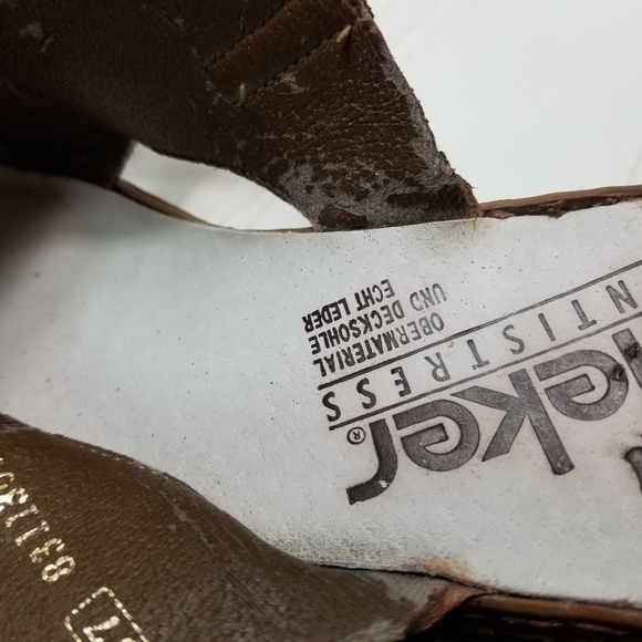 Reiker Shoes Brown Leather Mule Clog Wedge Shoes Womens Size 6 - Picture 12 of 13